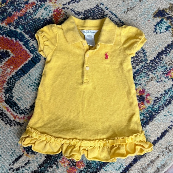 Ralph Lauren Other - Ralph Lauren Baby Girl Yellow Ruffle Polo Dress Size 6M